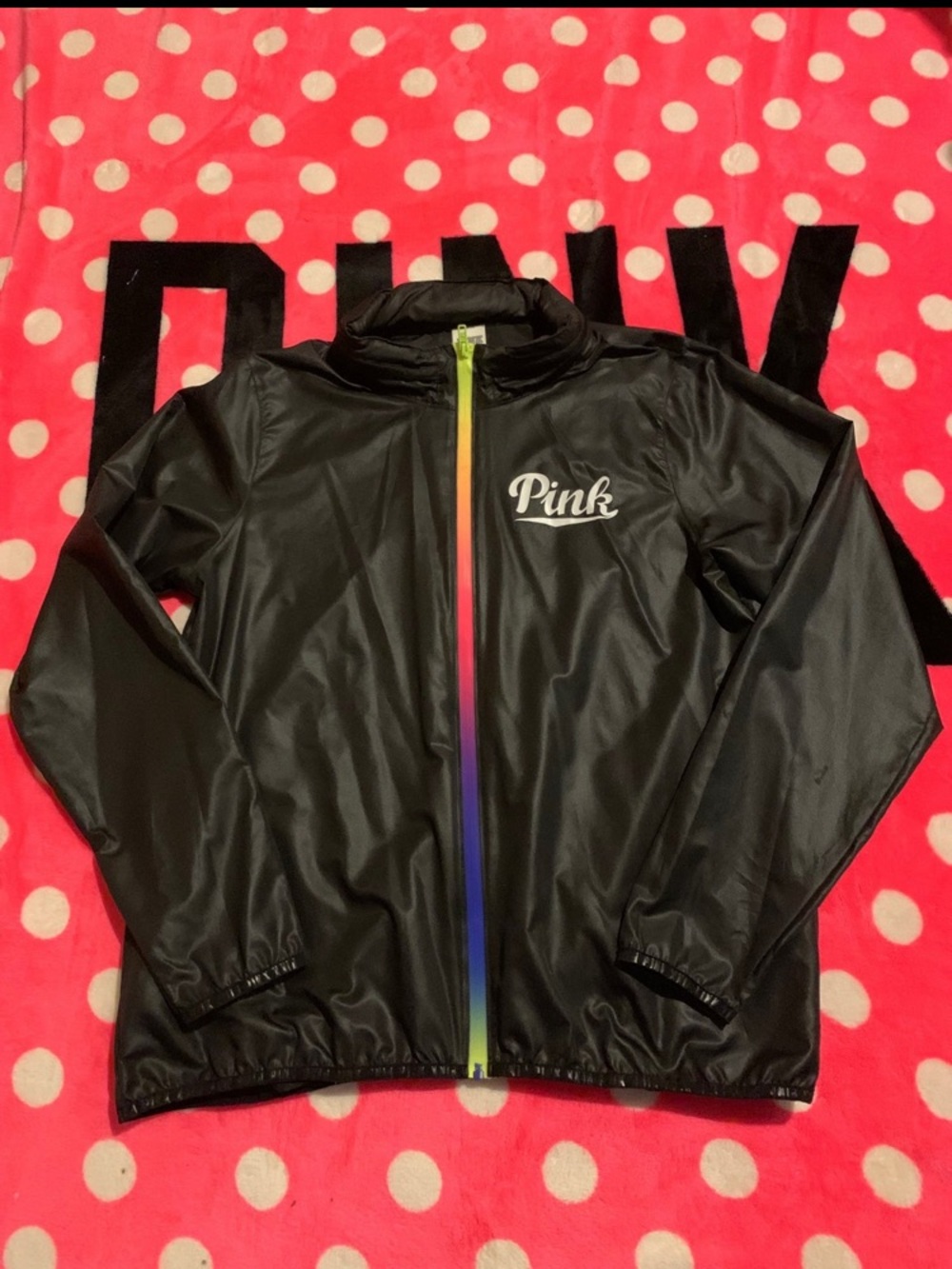 VS Pink Rainbow zip anorak windbreaker
